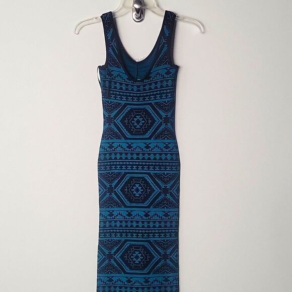 NWT Torn Ronny Kobo XS Amelie Maxi Bodycon Dress Teal fitted Stretchy Sexy Boho - Picture 6 of 12